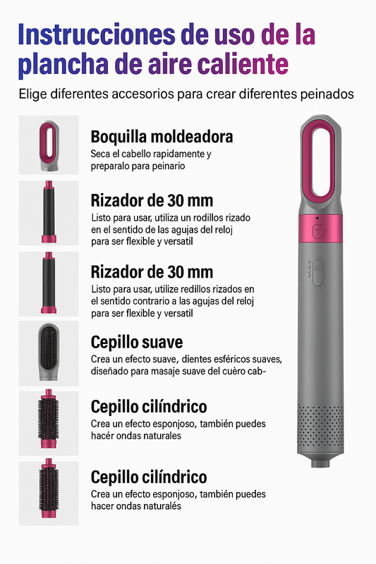 Cepillo Alisador Secador 5 En 1